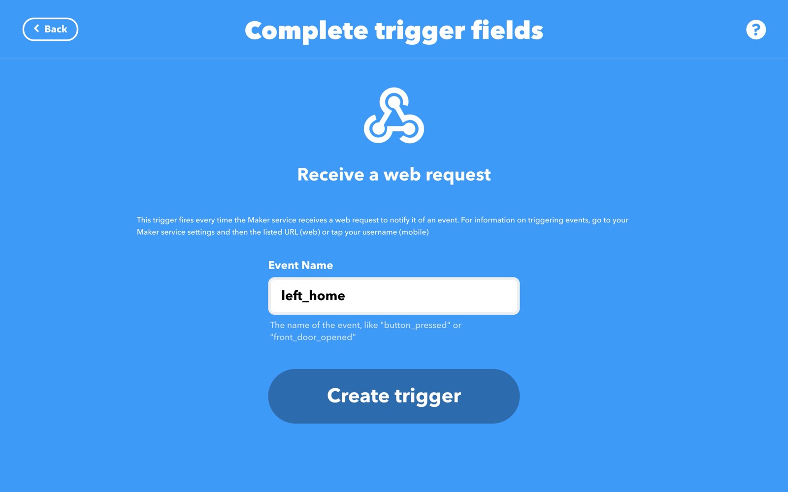Entrez le nom de l'évènement