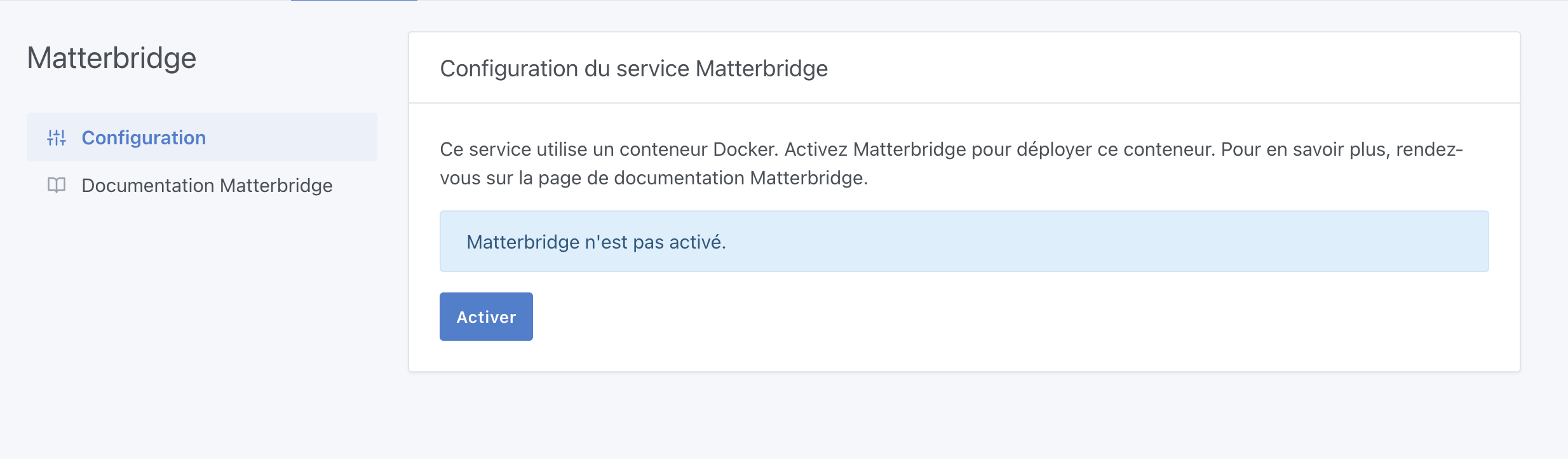 Activer Matterbridge